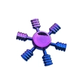 Hand spinner toy with purple and blue gradient finish and six textured metal arms - New Gradient Dazzling Six Armed Figurine