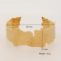 Detail view of gold stainless steel cuff bracelet with 60mm diameter and hammered texture - Hammered Texture Style (1167)
