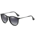 Occhiali da sole cat-eye nero opaco con lenti grigie sfumate e finitura polarizzata - Montatura Nero Opaco Gamba Nera Doppio Grigio Polarizzato C10