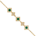 Bracciale dorato vintage con pietre verde smeraldo e motivi a stella su bianco - Argento 925 / Verde