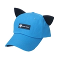 Casquette de baseball bleu ciel avec oreilles de chat noires et patch Hand Made - 56cm-60cm / Bleu