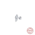 Minimalist S925 sterling silver wing stud earring with sparkling diamond inlay - Silver Wing