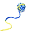 Pelota de lana tricolor para gato con fibras de chenilla azul, amarilla y turquesa - Ovillo de lana / Azul Amarillo Azul