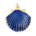 Golden sea shell pendant with dark blue enamel texture and marine aesthetic design - Deep Blue Shell Locket