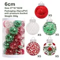 Set di 25 palline di Natale da 6 cm rosse, verdi e bianche in barile di PVC trasparente - Rosso Verde Bianco