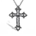Gothic punk silver skull cross pendant necklace with vintage engraved details for men - Retro Skull Cross Pendant (A0601)