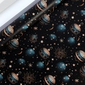 Luxury black Christmas wrapping paper with vintage gold star and moon patterns - Christmas Series-Starry Bells / 43*300CM
