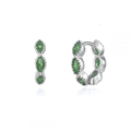 Orecchini a cerchio in argento S925 con cristalli marquise verdi e design ondulato - Zircone Verde (Placcato Platino)
