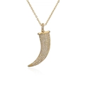 Detail van Italiaanse hoorn hanger met micro-geplaveide zirkonen en gouden plating - Goud Witte Micro-Pave Hoorn Hanger