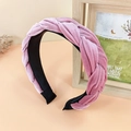 Pink braided velvet headband with luxury twisted texture for women's hair accessories - Pink