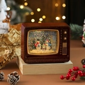 Detail of retro TV Christmas snow globe featuring festive snowmen and swirling glitter - Red Snowman (18.5*7*15cm 1330g)