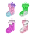 Rainbow marble silicone fidget toy keychain in Christmas stocking shape for stress relief - Christmas Sock Pop