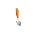 Cute carrot-shaped orange baby spoon with stainless steel head and fun leaf handle - Puree Spoon