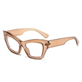 Retro cat-eye sunglasses with transparent amber frame and clear lenses for daily style - Tea Frame