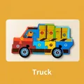 Educational 3D wooden truck puzzle for toddlers with numbers 1-10 in bright colors - Truck