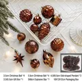 Set de adornos navideños en bronce vintage con estrellas y bolas en caja de regalo - Café/Caja
