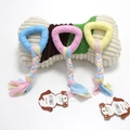 Three-color rubber pet chew toys with braided cotton ropes for dog teeth cleaning - Triangle Cloth / Blue