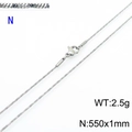 Silver stainless steel snake chain necklace for women, 550mm x 1mm size and 2.5g weight - Steel Color 1mm 55cm (KN203682-Z)