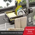 Porta spugna per rubinetto da cucina grigio canna di fucile con barra per asciugamani - Stile Barra Sinistra Grigio Canna Di Fucile (Con Vassoio Di Drenaggio)
