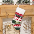 Chaussette de Noël tricotée avec motif renne et revers en fausse fourrure blanche - Motif Renne