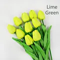 Single bunch of 11 lifelike fruit green PU tulips for minimalist home decor - Fruit Green