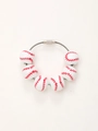 Sporty Monogram baseball themed keychain charm with white beads and red stitching detail - White Baseball - Metal Wire Style