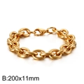 Golden hollow O-shaped chain bracelet in polished stainless steel style B 200x11mm - Gold / 200x11mm (KB126619-Z)