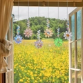 Set of 6 crystal sunflower suncatchers with metal chains for window decoration - Single Flower 6pcs Set