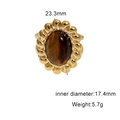 Detailed dimensions of gold vintage ring with tiger eye stone and 17.4mm inner diameter - Classic Woven Border Design (JR1086-GA)