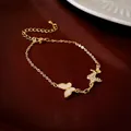 Exquisite gold-plated butterfly bracelet with mother of pearl and zircon stones - Gold