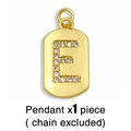 Detailed view of a gold rectangular pendant featuring a zircon-encrusted letter E design - Gold Letter E Pendant (Without Chain)