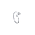 Silver adjustable open ring featuring a sparkling zircon cluster and round halo design - Letter Q