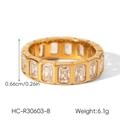 Detail showing width measurement of 0.66cm on the heart-shaped gold eternity ring - Number 8 / Rectangle Style (HC-R30603)