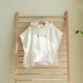 Soft cream cotton hooded baby bathrobe with pink trim and cute bunny embroidery - Three Rabbits