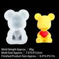 Translucent white silicone heart bear mold for fondant and chocolate cake decoration - Style 2-Bear Transparent