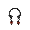 Gothic black septum ring featuring bat wing design and red heart crystal pendants - Red Heart Bat Wings Style (240403-20)