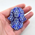 Blue acrylic Hamsa hand pendant featuring a traditional Evil Eye pattern for DIY jewelry - Style 13