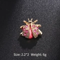 Cute ladybug brooch with pink crystals and red gemstone on a matte black background - Pink Rhinestone Ladybug