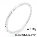Silver diamond-cut bangle in stainless steel, 58x50x4mm oval size weighing 22g - Diamond Cut Texture (KB184163-KFC)
