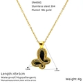 Halskette mit Schmetterling-Herz-Anhänger aus 18K vergoldetem Edelstahl - Schmetterlingsform (SN400G)