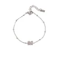 Silbernes Edelstahl-Armband mit M-Buchstaben und Zirkon-Steinen in 16,5cm Länge - Silber Buchstabe M Stil