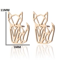 Minimalist geometric origami fox stud earrings in rose gold stainless steel finish - Fox / Gold