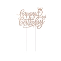 Detailansicht Kuchendeko zum 42. Geburtstag in Roségold mit Glitzer, Stern und Krone - 42. Geburtstag (42) / Roségold