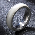 6mm minimalist silver steel ring with inlaid white glazed ceramic surface for couples - US 7 / Silver Plated White