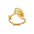 Golden stainless steel sunflower ring with zircon crystal for December birth flower gift - 10-Hollow Sunflower / Gold