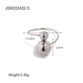 Polierter silberner Titanstahlring mit einem einzigartigen Doppelball-Öffnungsdesign - Silberner Stil (JDR202432-S)