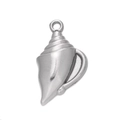 Silver conch shell charm in stainless steel for DIY jewelry and necklaces - Steel 530# Vertical Conch / 12.5*21.5mm
