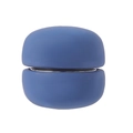 Mini round magnetic silk scarf clip in matte navy blue finish with silver metallic band - Dark Blue