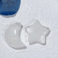 Translucent white quartz crystal moon and star carved stones for home decoration - Star and Moon / Clear Quartz