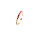 Anillo de corazón abierto chapado en oro con esmalte rojo y circonitas blancas - Abierto Ajustable / Rojo